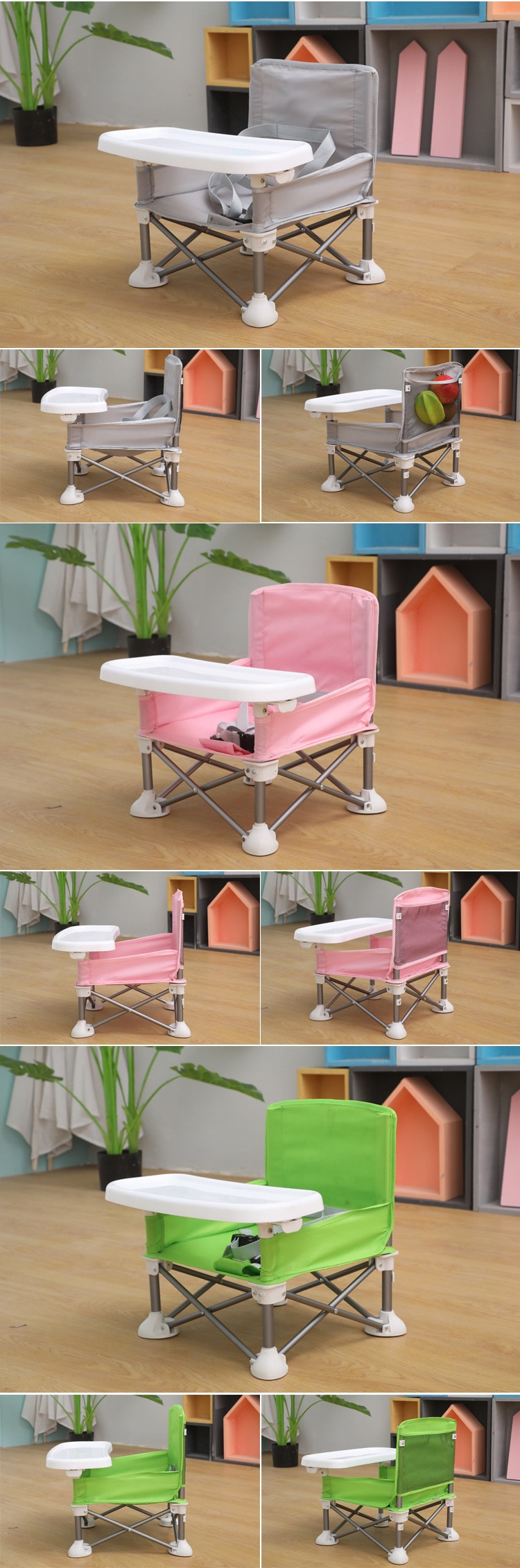 foldable portable baby dining chair with plate safety harness kid beach chair camping child cozy feeding sofa seat chair outdoor